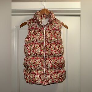 Lands' End Kids Floral Puffer Vest Size Small